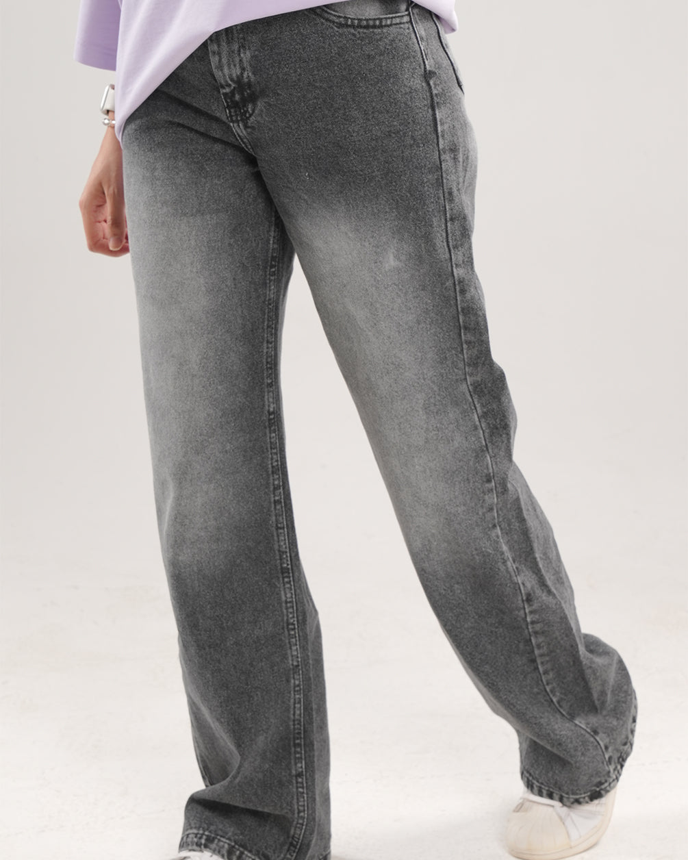 Straight Fit Dark Grey Denim Jeans