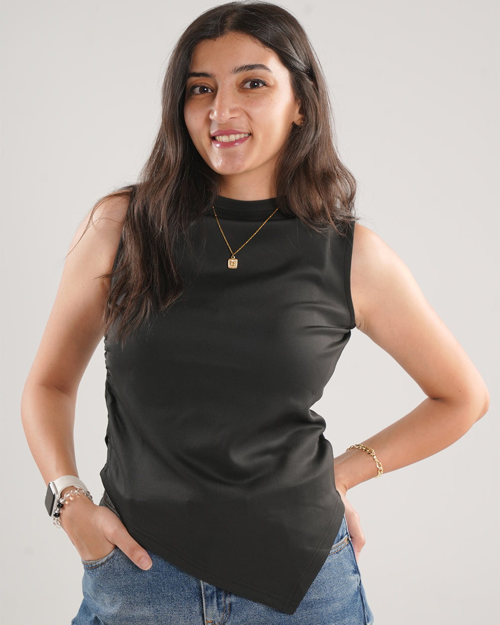 Midnight Twist Asymmetrical Tank Top