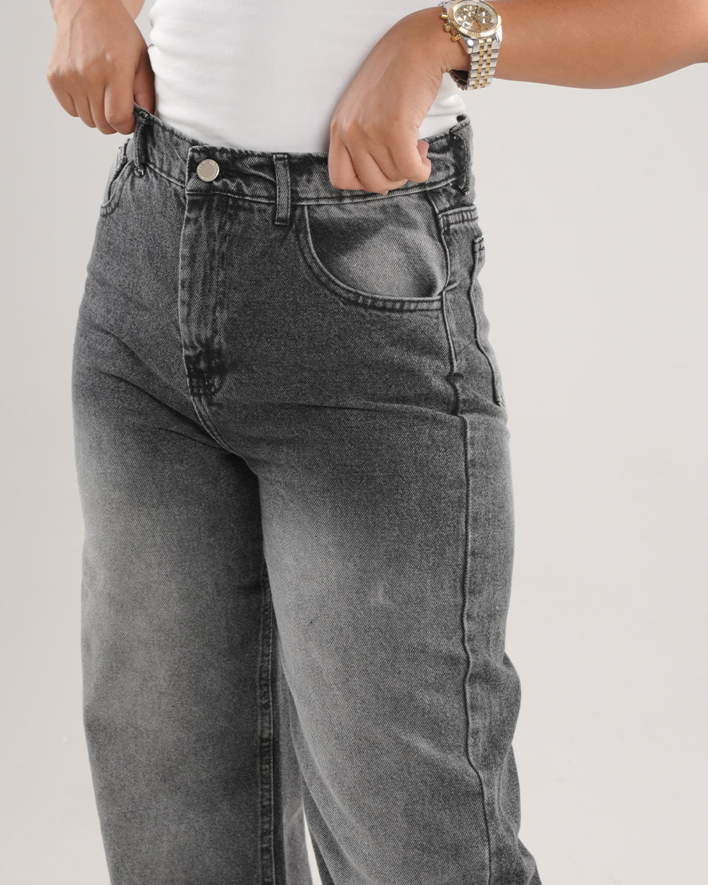 Straight Fit Dark Grey Denim Jeans