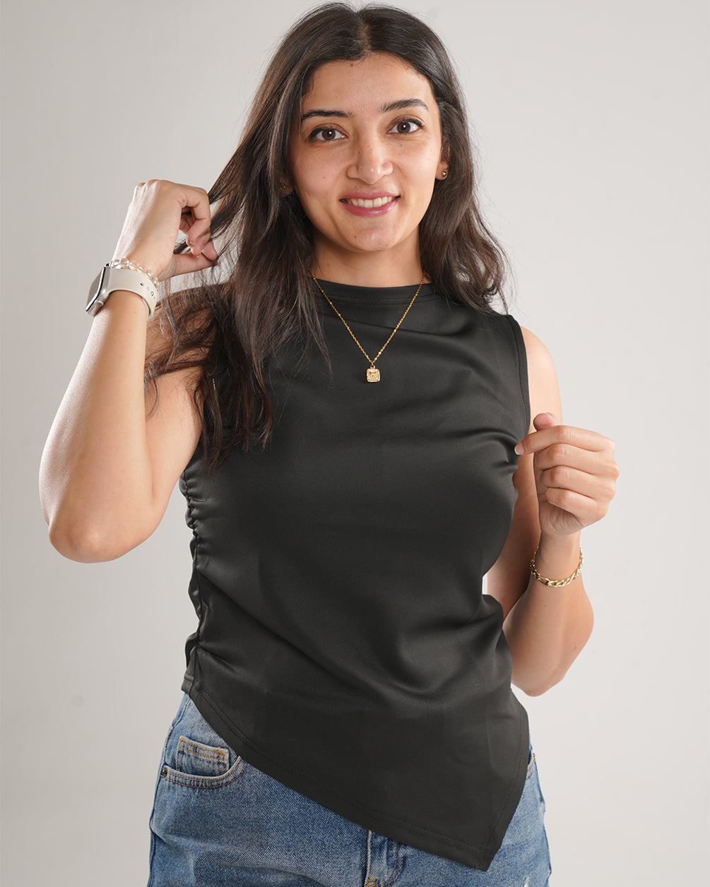 Midnight Twist Asymmetrical Tank Top